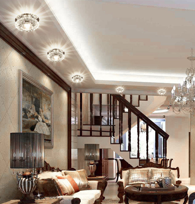 Plafonnier encastré ultra fin en cristal moderne pour salon