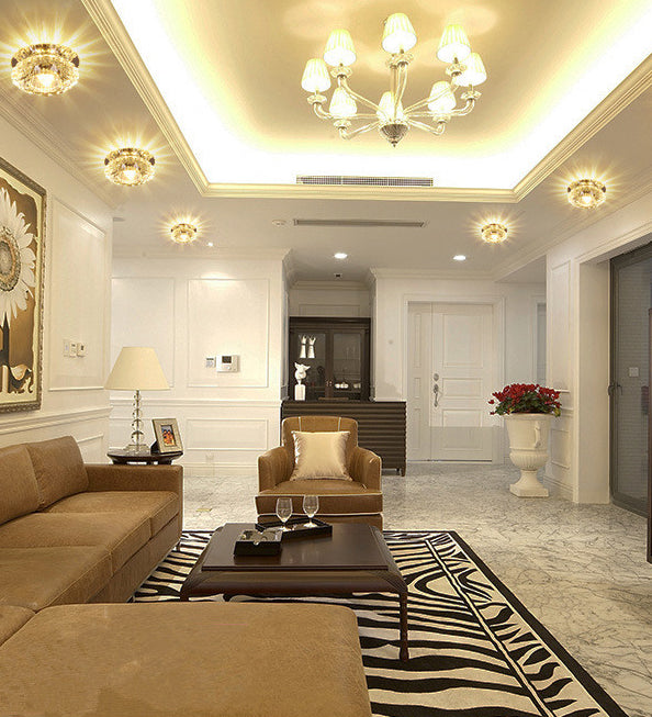 Plafonnier encastré ultra fin en cristal moderne pour salon