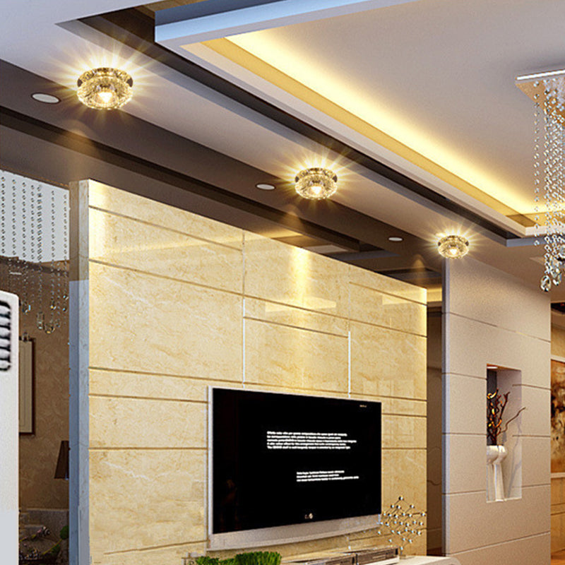 Plafonnier encastré ultra fin en cristal moderne pour salon