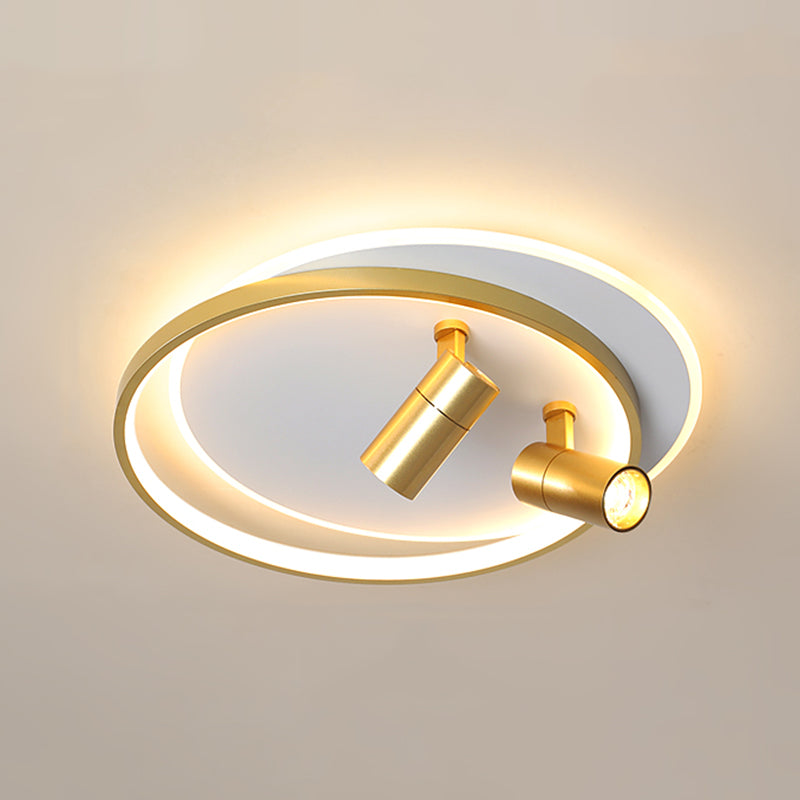 Modern Style Metal Ceiling Mounted Fixture Living Room Flush Light with 2 Spotlights