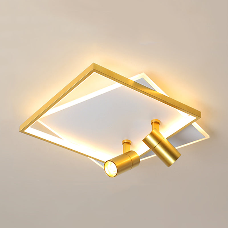 Modern Style Metal Ceiling Mounted Fixture Living Room Flush Light with 2 Spotlights