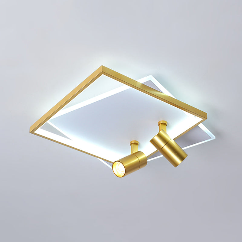 Modern Style Metal Ceiling Mounted Fixture Living Room Flush Light with 2 Spotlights