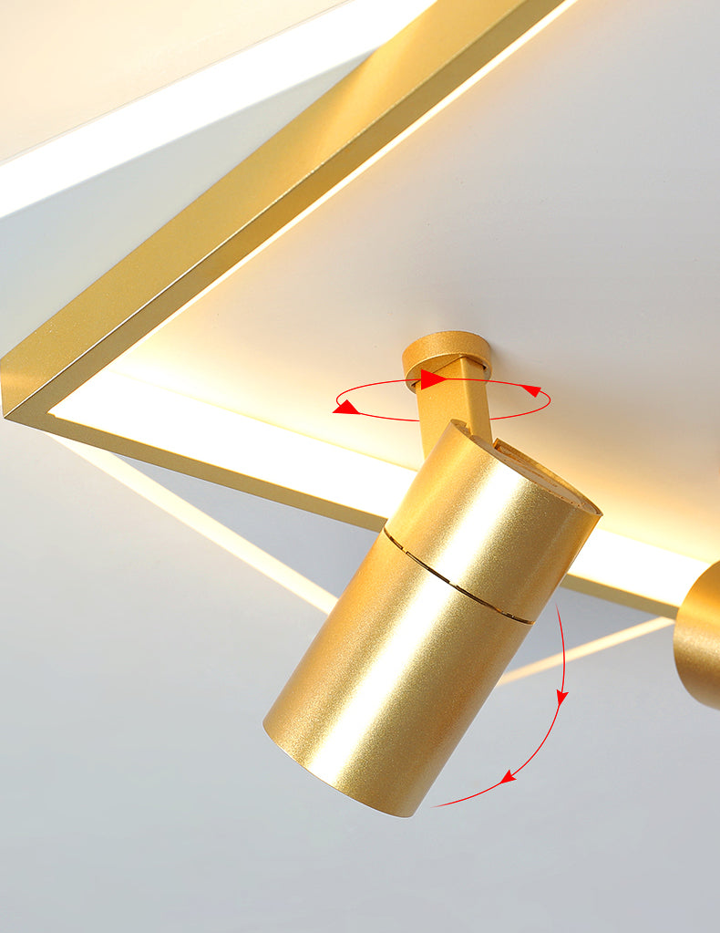 Modern Style Metal Ceiling Mounted Fixture Living Room Flush Light with 2 Spotlights