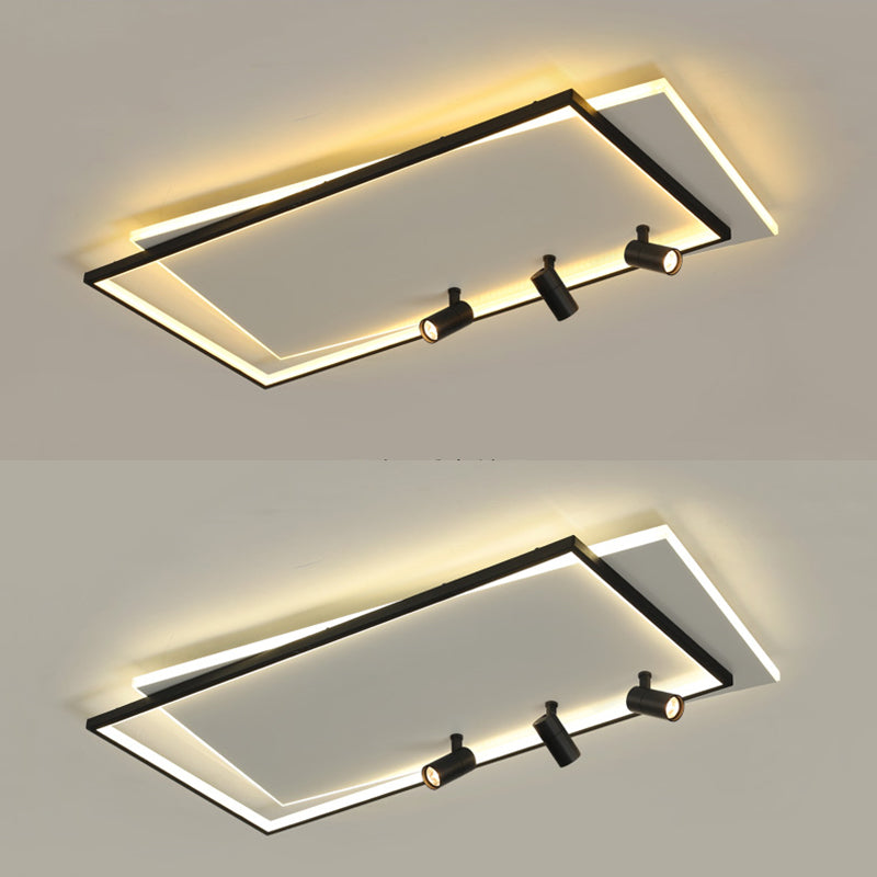 Ultra-dunne Flush Plafond Verlichting Nieuwe Moderne Metal Flush Mount in zwart voor de woonkamer