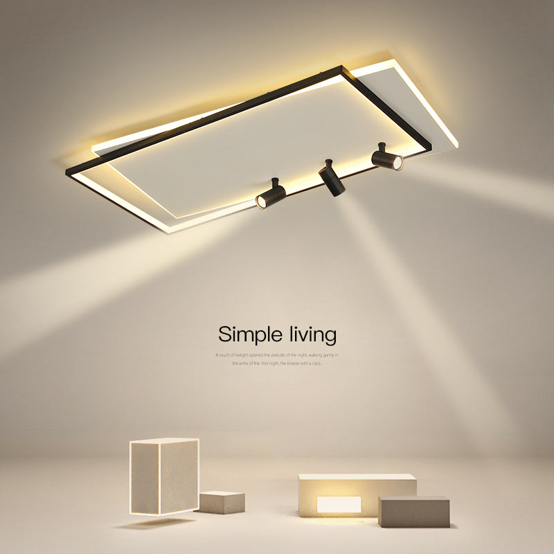 Ultra-dunne Flush Plafond Verlichting Nieuwe Moderne Metal Flush Mount in zwart voor de woonkamer