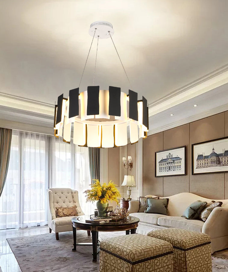 Circular Bernero Candelier Luz Luz Led Metal LED contemporáneo Kit de luz colgante en negro