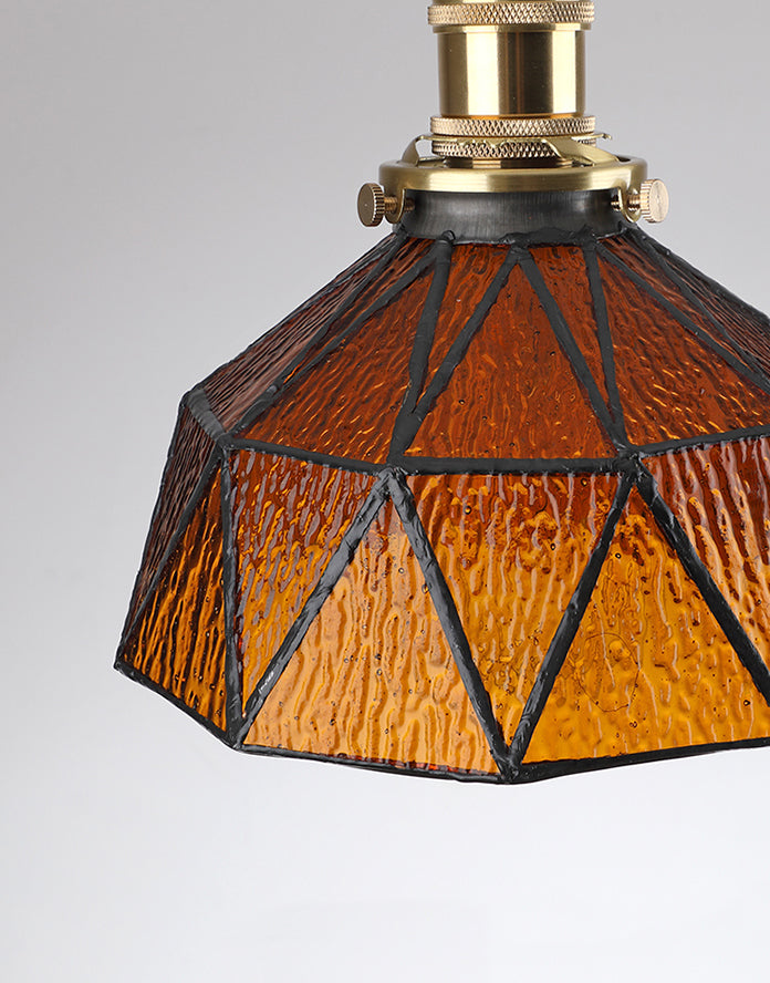 Icy Clear Glass Hanging Lamp Geometric Pattern 1 Light Bowl Tiffany-Style Pendant Light Fixture