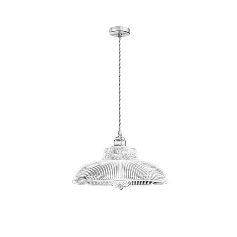 Retro Industrial 1 Light Anhänger Prismatische Klarglas Kuppel Anhängerlampe für Coffeeshop