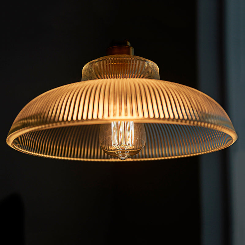 Retro Industrial 1 Light Anhänger Prismatische Klarglas Kuppel Anhängerlampe für Coffeeshop