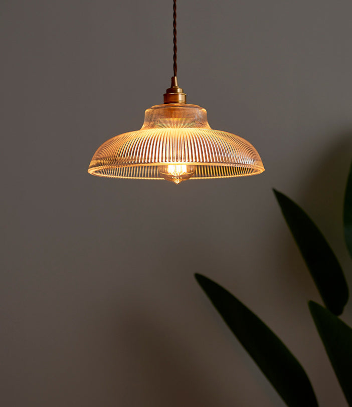 Retro Industrial 1 Light Anhänger Prismatische Klarglas Kuppel Anhängerlampe für Coffeeshop