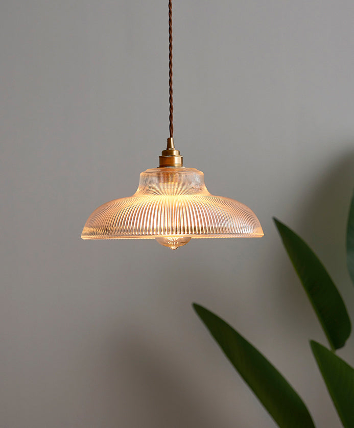 Retro Industrial 1 Light Anhänger Prismatische Klarglas Kuppel Anhängerlampe für Coffeeshop