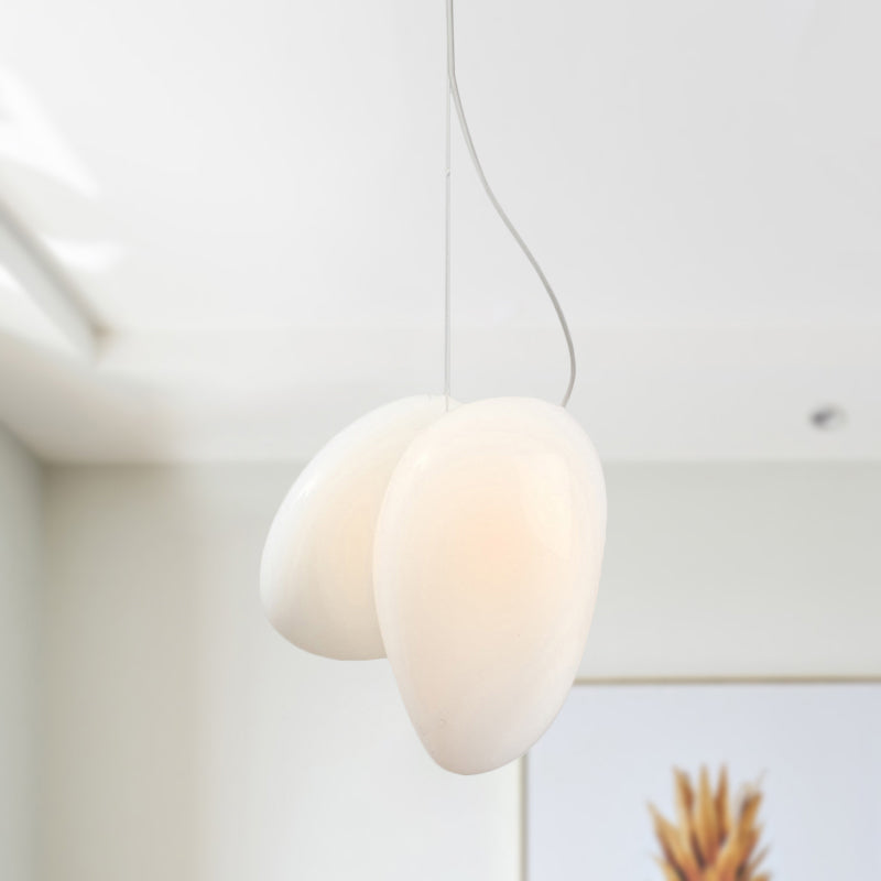 Lámpara colgante apilada de vidrio blanco contemporáneo 1 cabezal que colgaba la luz del techo para el comedor