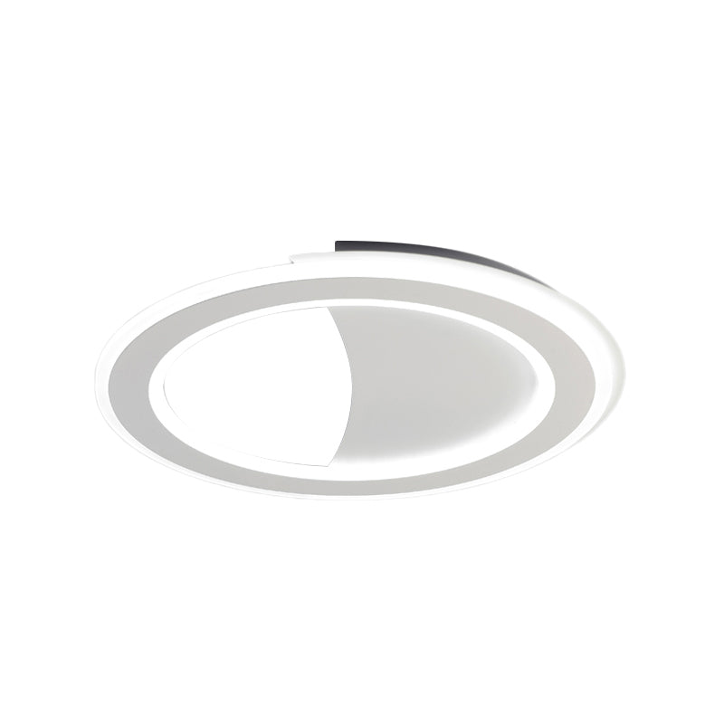 Metal Halo Ring LED Flush Light Contemporary Black/White Ceiling Mount Lamp in Warm/White Light/Third Gear