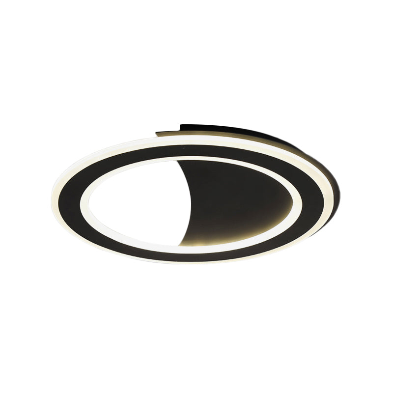 Metall-Halo-Ring-LED-Unterputzleuchte, moderne Deckenleuchte in Schwarz/Weiß mit warmem/weißem Licht/dritter Gang