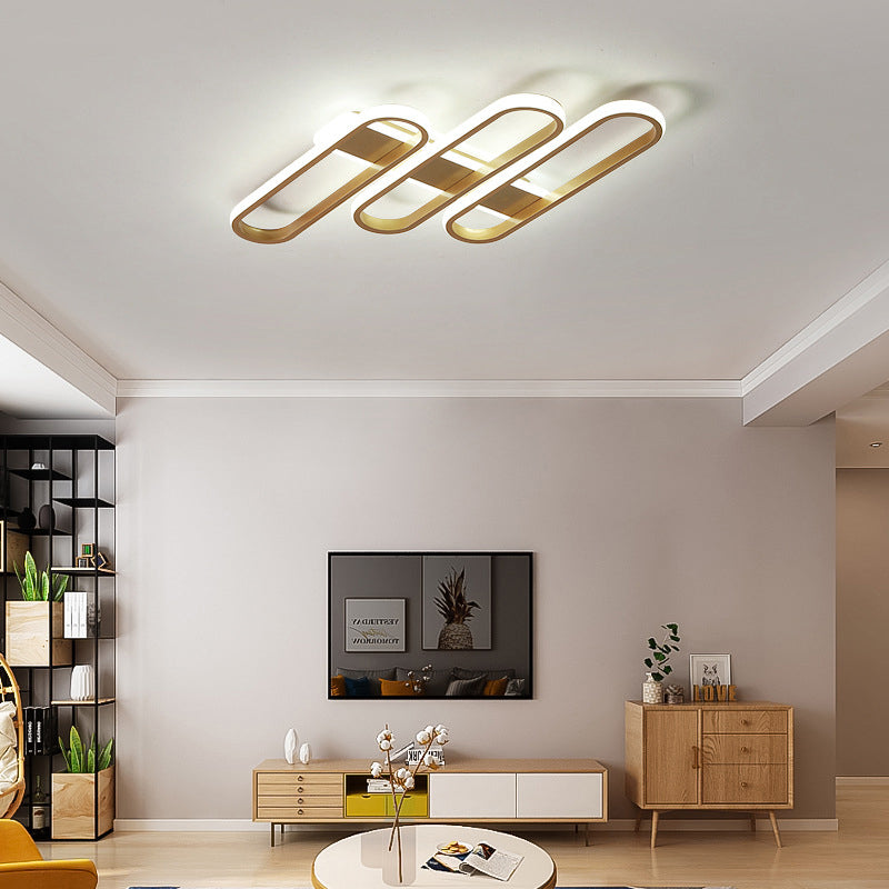 Oval Ceiling Lamp Modern Acrylic LED Gold Flush Mount Lighting in Warm/White Light for Living Room
