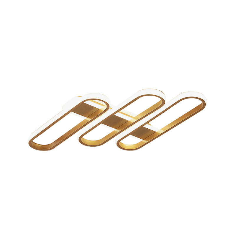 Oval Ceiling Lamp Modern Acrylic LED Gold Flush Mount Lighting in Warm/White Light for Living Room