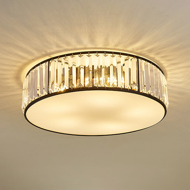 Soporte de techo de LED de cristal cilíndrico en estilo conciso moderno Luz de techo de hierro forjado con sombra acrílica