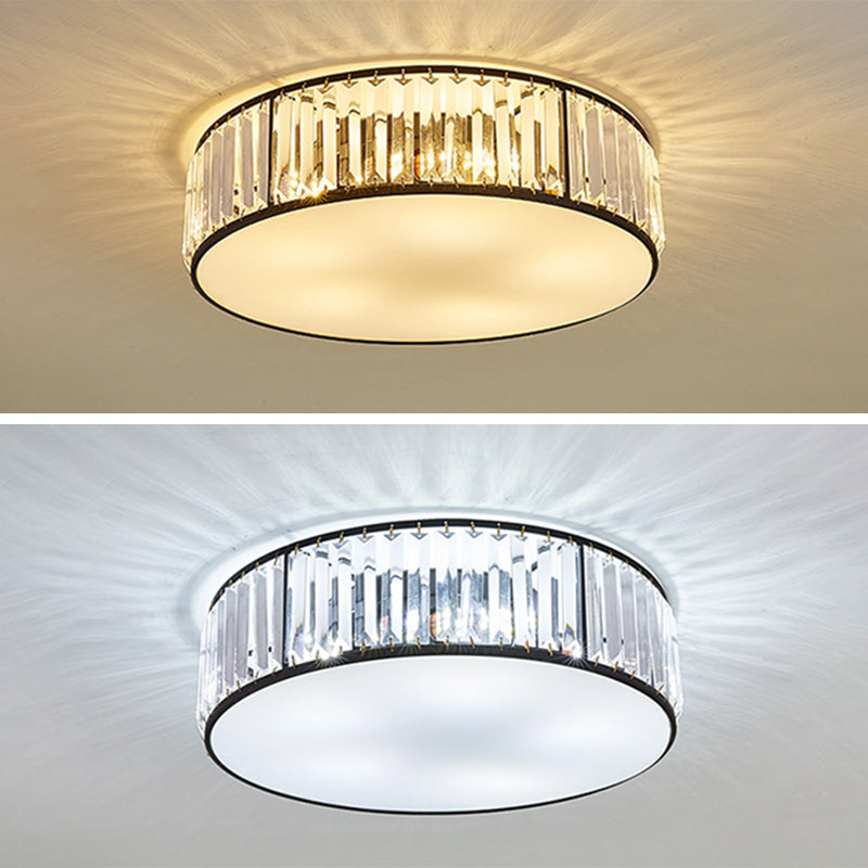 Soporte de techo de LED de cristal cilíndrico en estilo conciso moderno Luz de techo de hierro forjado con sombra acrílica