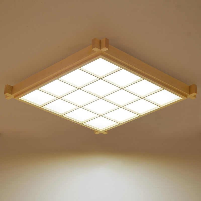 Nouveau Plafonnier encastré en bois moderne à 1 lumière LED pour salon