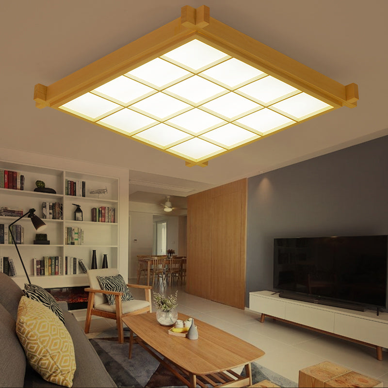 Nouveau Plafonnier encastré en bois moderne à 1 lumière LED pour salon