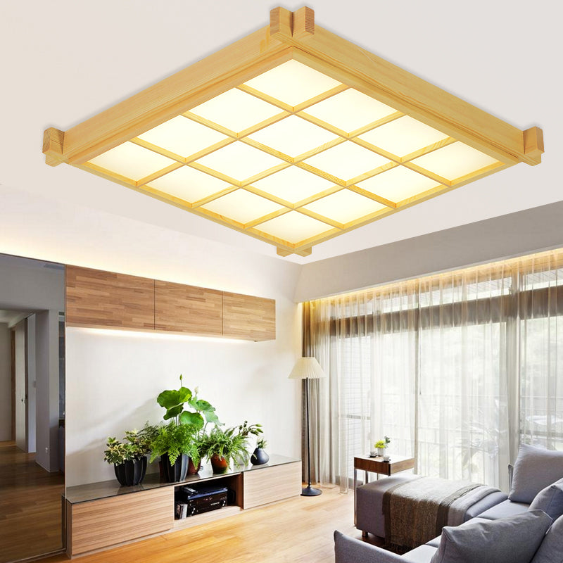 Nouveau Plafonnier encastré en bois moderne à 1 lumière LED pour salon