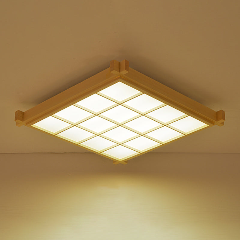 Nouveau Plafonnier encastré en bois moderne à 1 lumière LED pour salon