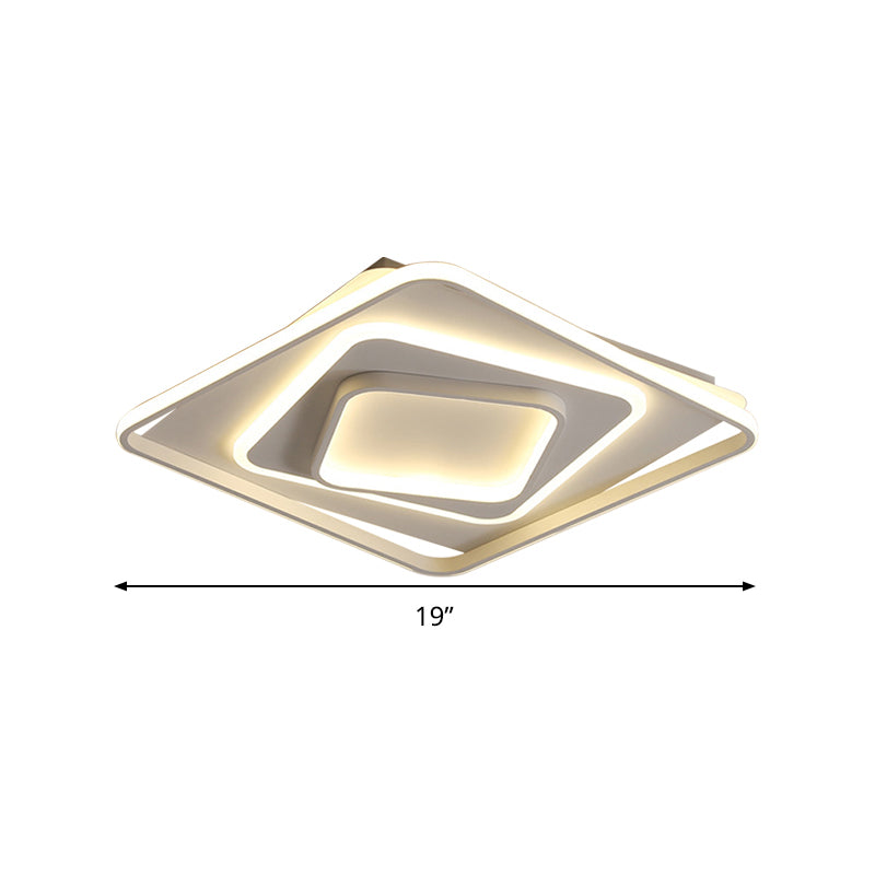 19"/23" W Swirl Square White Flush Light Modernist Acrylic LED Ceiling Lamp in Warm/White Light/Remote Control Stepless Dimming
