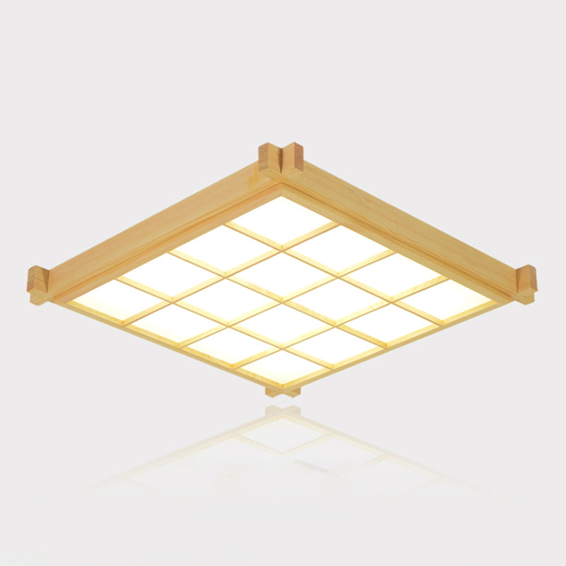 Nouveau Plafonnier encastré en bois moderne à 1 lumière LED pour salon