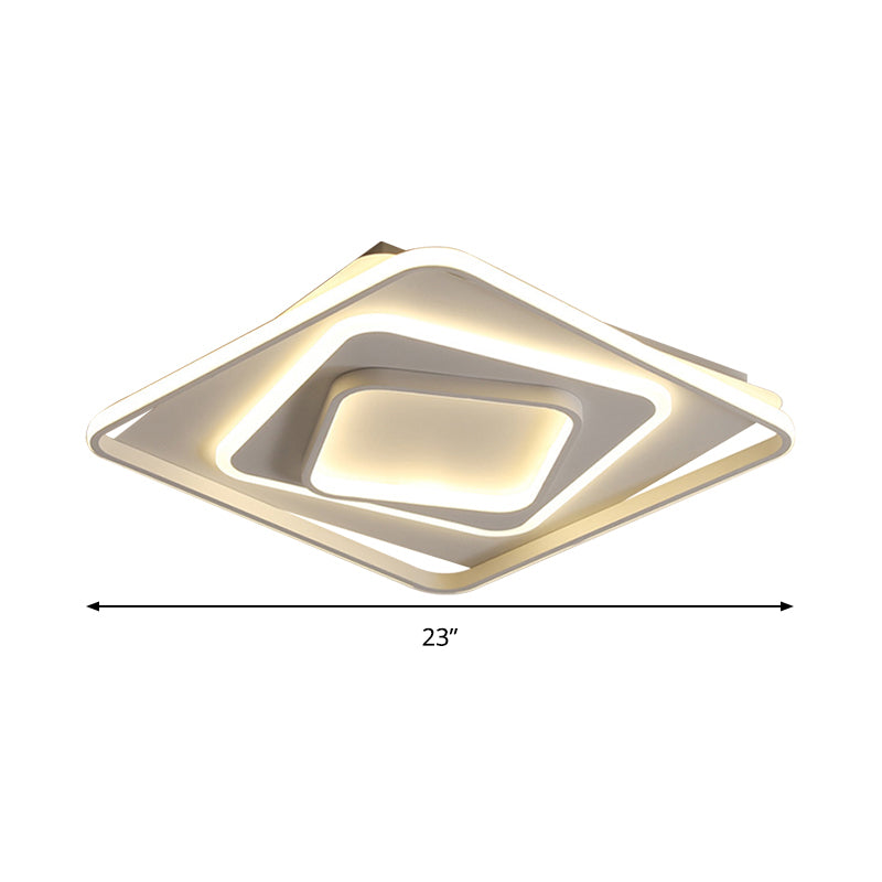 19"/23" W Swirl Square White Flush Light Modernist Acrylic LED Ceiling Lamp in Warm/White Light/Remote Control Stepless Dimming