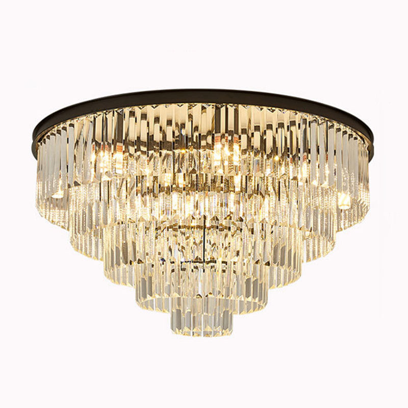 Conical Metal LED Ceiling Light in Modern Luxury Style Crystal Flush Mount for Dining Room