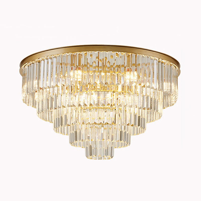 Conical Metal LED Ceiling Light in Modern Luxury Style Crystal Flush Mount for Dining Room