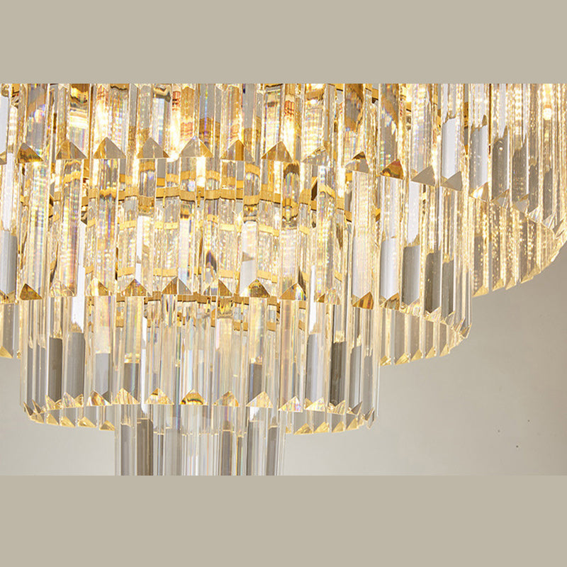 Conical Metal LED Ceiling Light in Modern Luxury Style Crystal Flush Mount for Dining Room