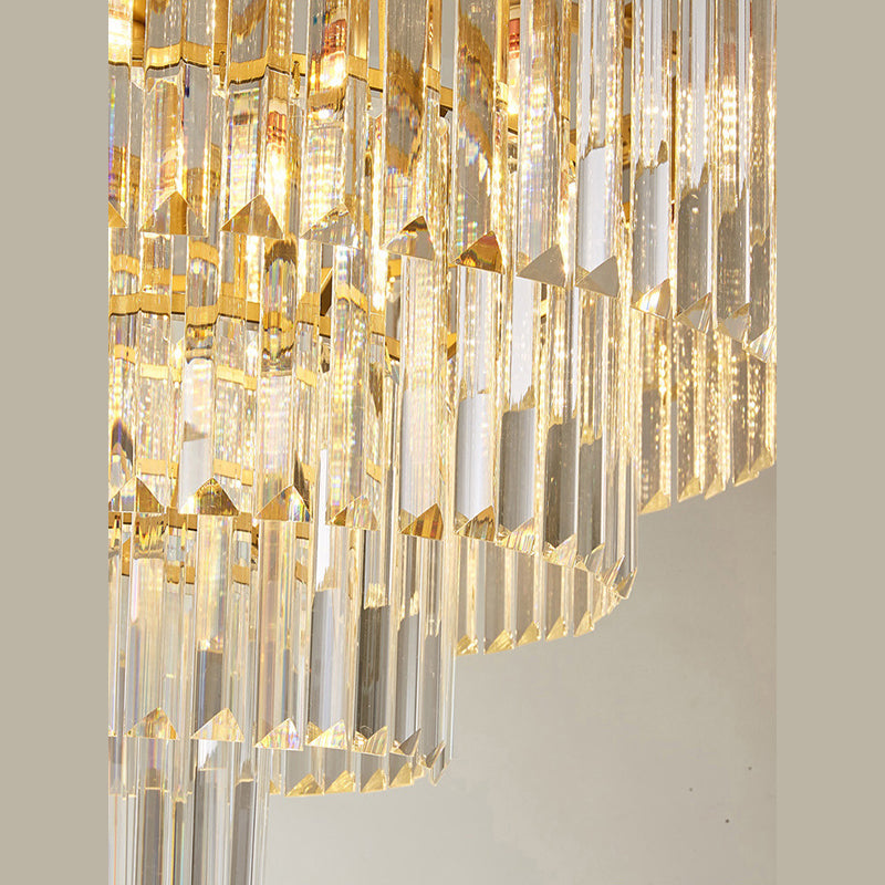 Conical Metal LED Ceiling Light in Modern Luxury Style Crystal Flush Mount for Dining Room