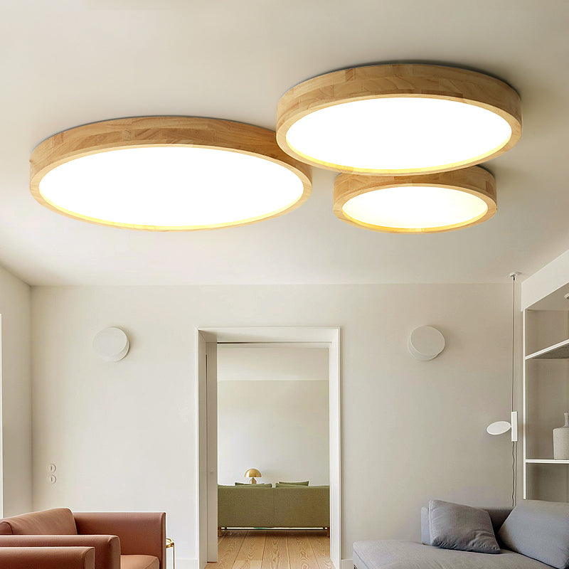 Lámpara de techo minimalista de madera con montaje empotrado LED para sala de estar
