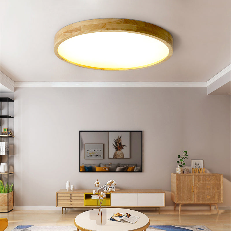Lámpara de techo minimalista de madera con montaje empotrado LED para sala de estar
