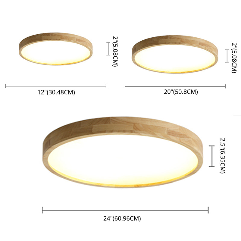 Lámpara de techo minimalista de madera con montaje empotrado LED para sala de estar