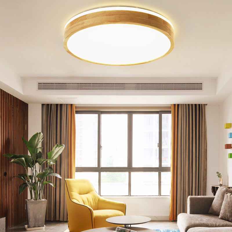 Lámpara de techo minimalista de madera con montaje empotrado LED para sala de estar
