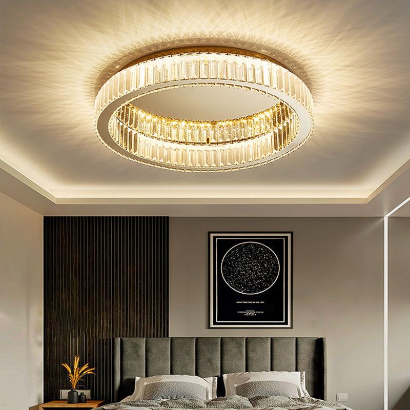 Stainless-Steel Circular LED Ceiling Light in Modern Luxury Style Crystal Ceiling Fixture in Gold
