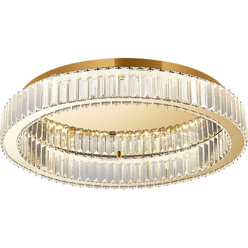 Stainless-Steel Circular LED Ceiling Light in Modern Luxury Style Crystal Ceiling Fixture in Gold
