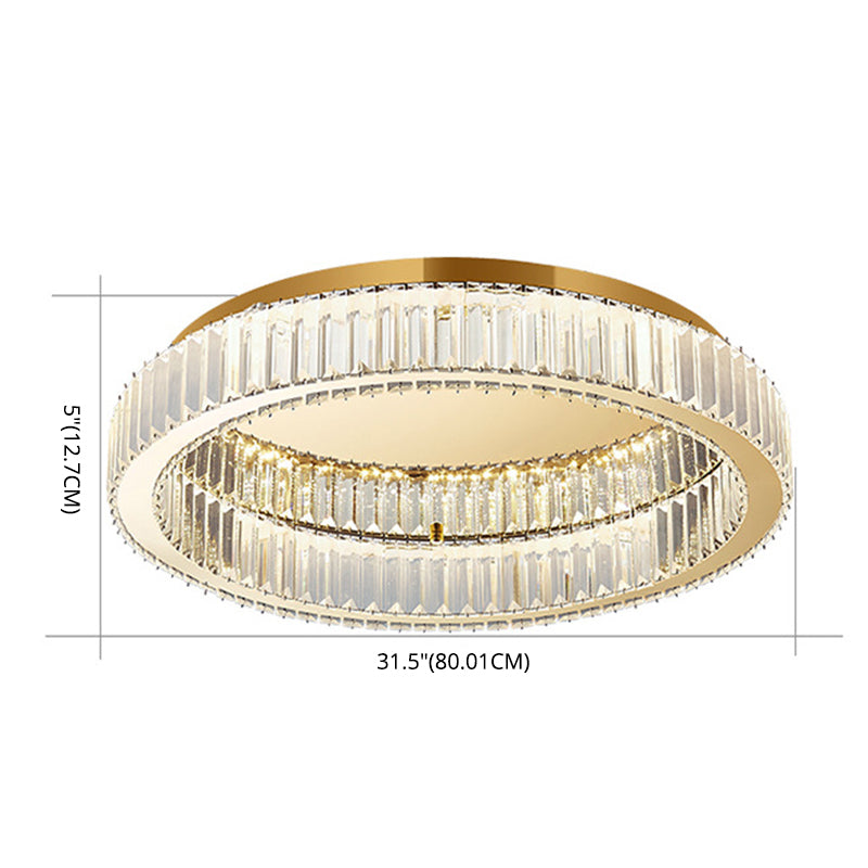 Stainless-Steel Circular LED Ceiling Light in Modern Luxury Style Crystal Ceiling Fixture in Gold