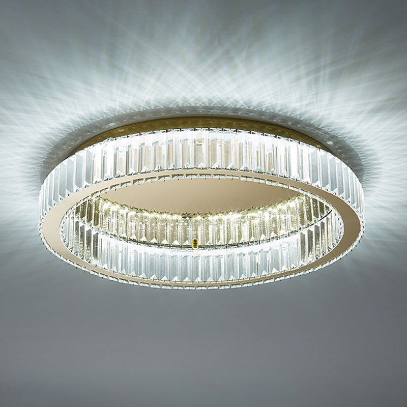 Stainless-Steel Circular LED Ceiling Light in Modern Luxury Style Crystal Ceiling Fixture in Gold
