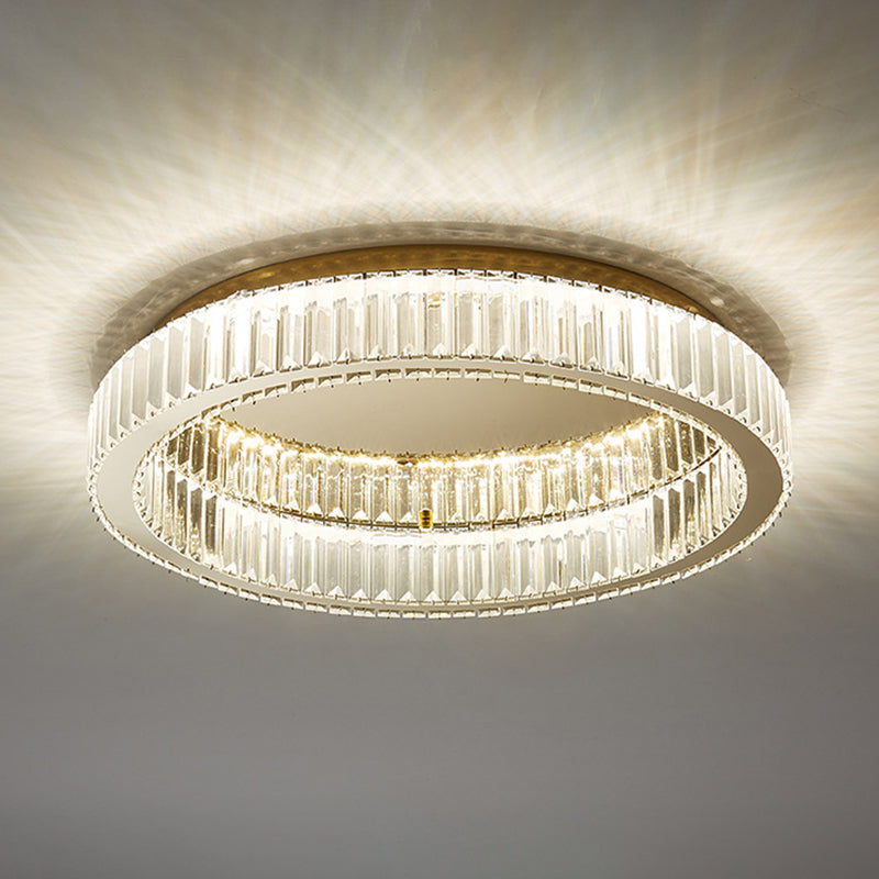 Stainless-Steel Circular LED Ceiling Light in Modern Luxury Style Crystal Ceiling Fixture in Gold