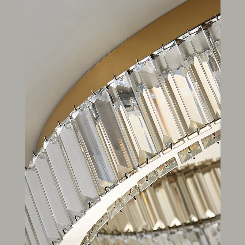 Stainless-Steel Circular LED Ceiling Light in Modern Luxury Style Crystal Ceiling Fixture in Gold