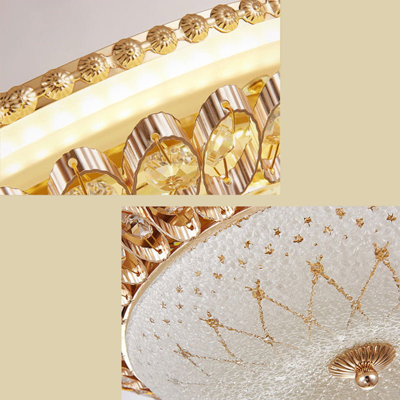 Gold Circular Metal LED Ceiling Fixture in Modern Concise Style Crystal Flush Mount voor Corridor