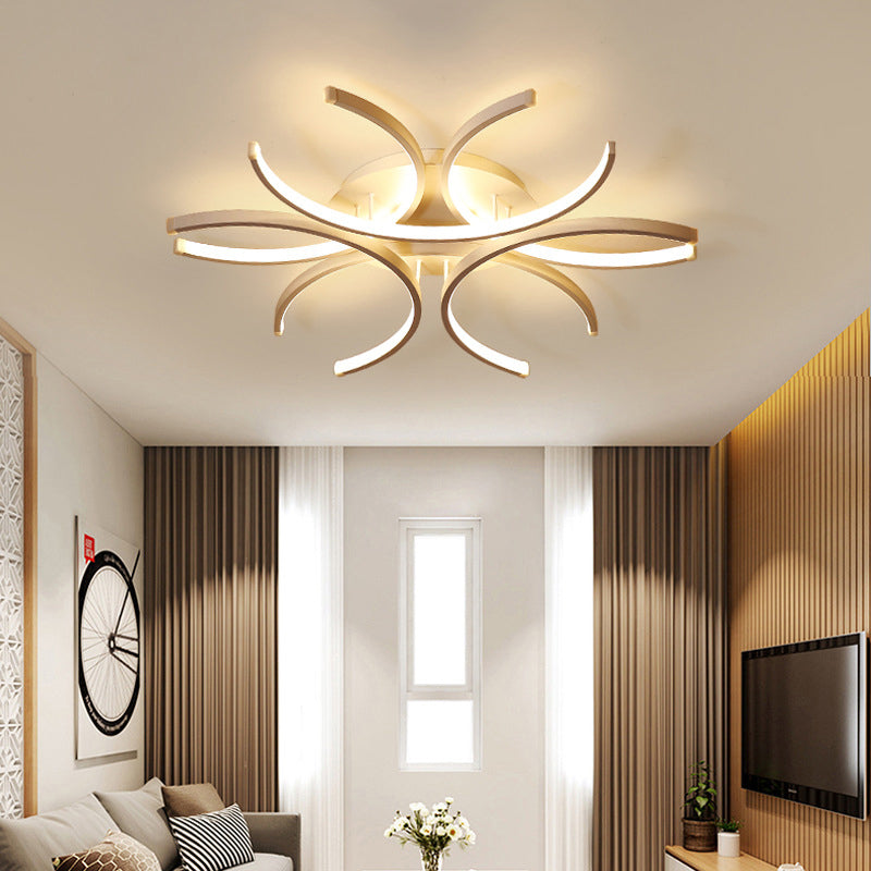 23.5"/31.5" W Curved Close to Ceiling Lamp Modern Acrylic LED White Semi Flush Mount Lighting in Warm/White Light