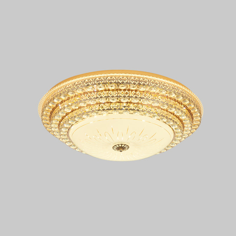 Gouden ronde kristallen LED-inbouw in moderne luxe stijl metalen plafondlamp voor woonkamer