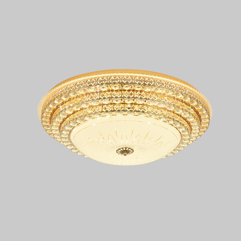 Gouden ronde kristallen LED-inbouw in moderne luxe stijl metalen plafondlamp voor woonkamer