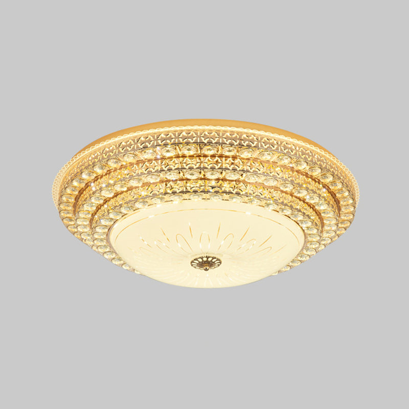 Gouden ronde kristallen LED-inbouw in moderne luxe stijl metalen plafondlamp voor woonkamer