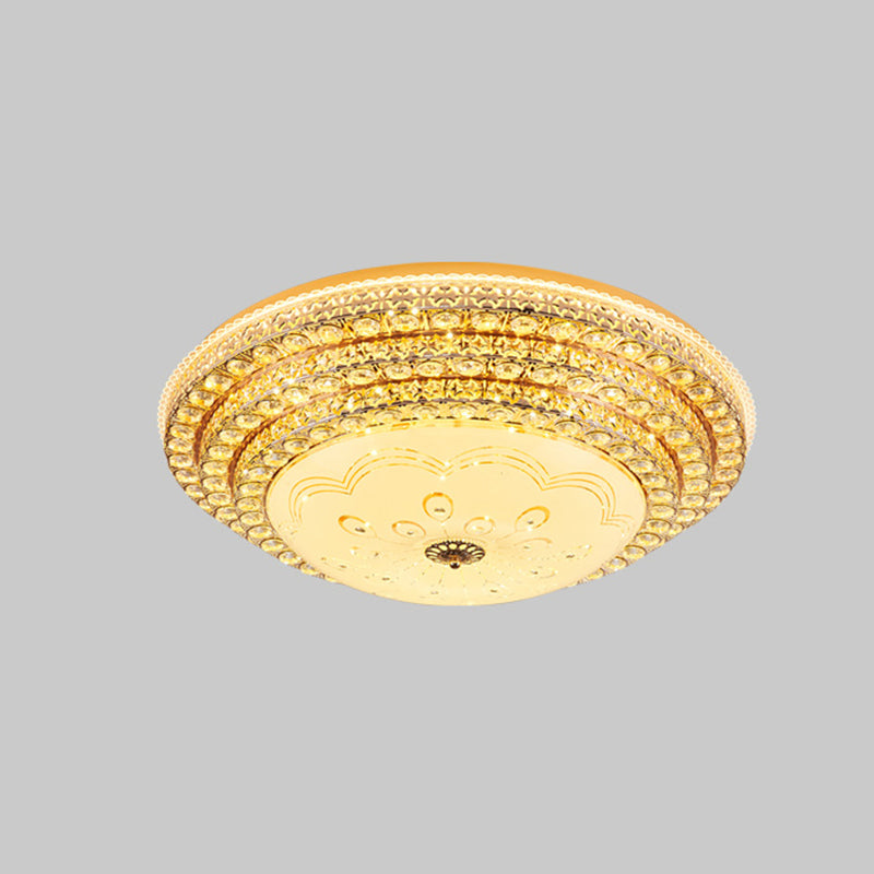 Gouden ronde kristallen LED-inbouw in moderne luxe stijl metalen plafondlamp voor woonkamer