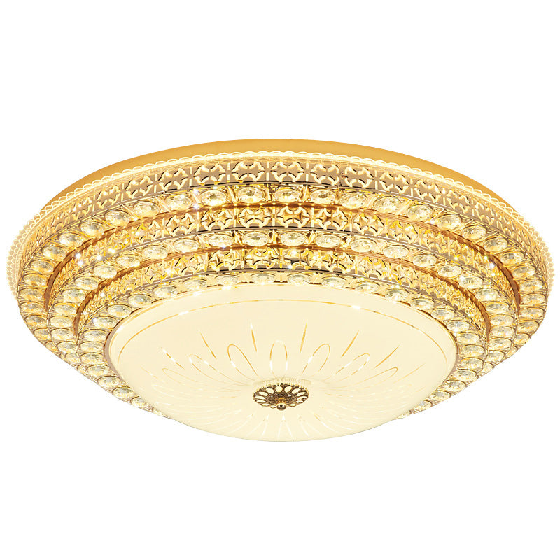 Gouden ronde kristallen LED-inbouw in moderne luxe stijl metalen plafondlamp voor woonkamer